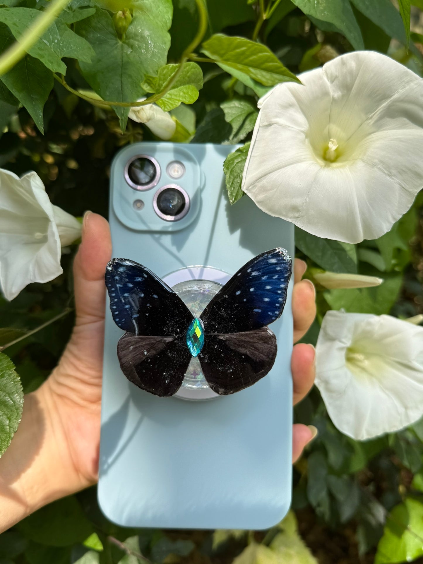 Starlight Galaxy – Handmade Butterfly Phone Grip (MagSafe Compatible)
