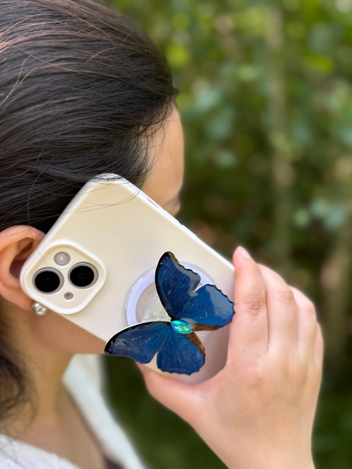 Midnight Blue – Handmade Butterfly Phone Grip (MagSafe Compatible)