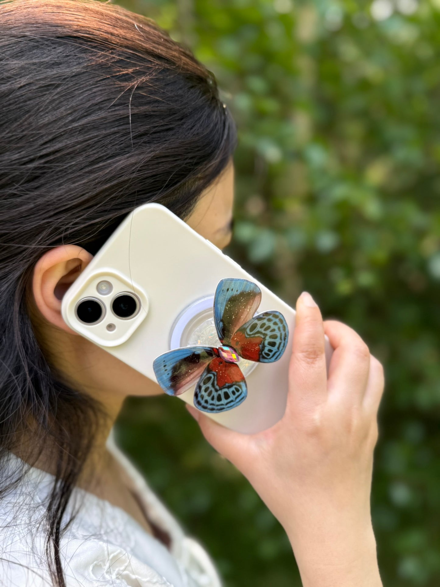 Blue Galaxy – Handmade Butterfly Phone Grip (MagSafe Compatible)