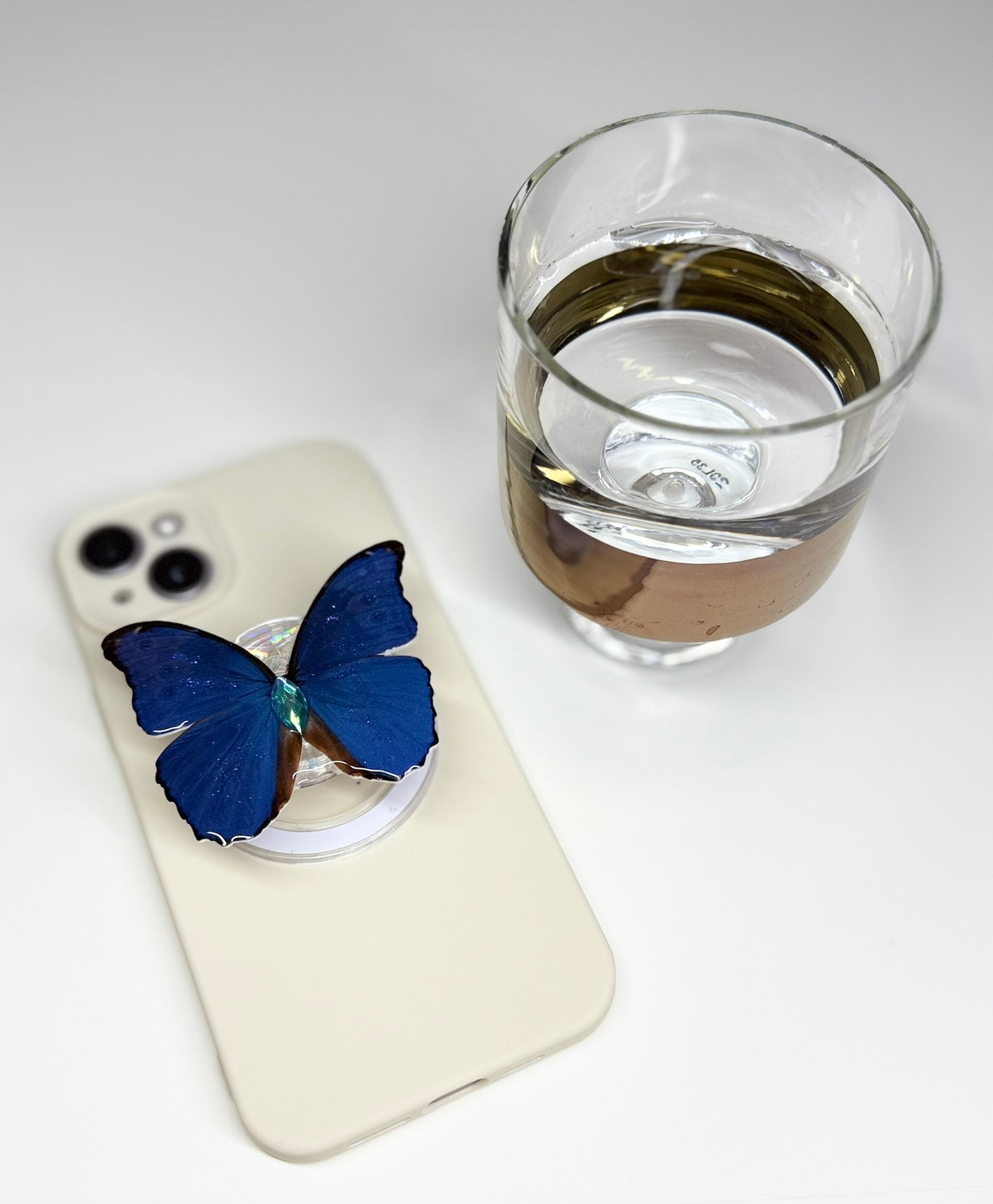 Midnight Blue – Handmade Butterfly Phone Grip (MagSafe Compatible)