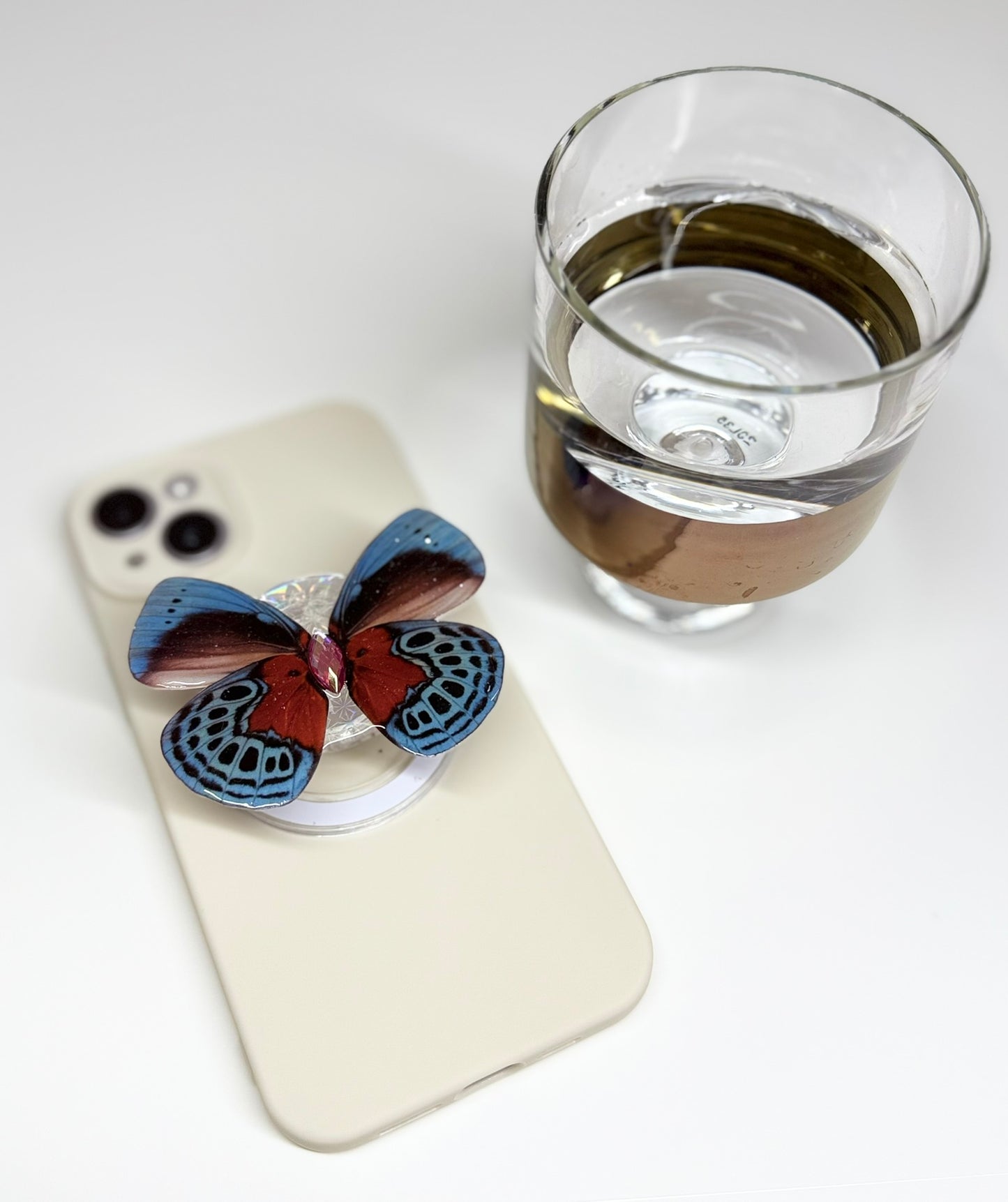 Blue Galaxy – Handmade Butterfly Phone Grip (MagSafe Compatible)