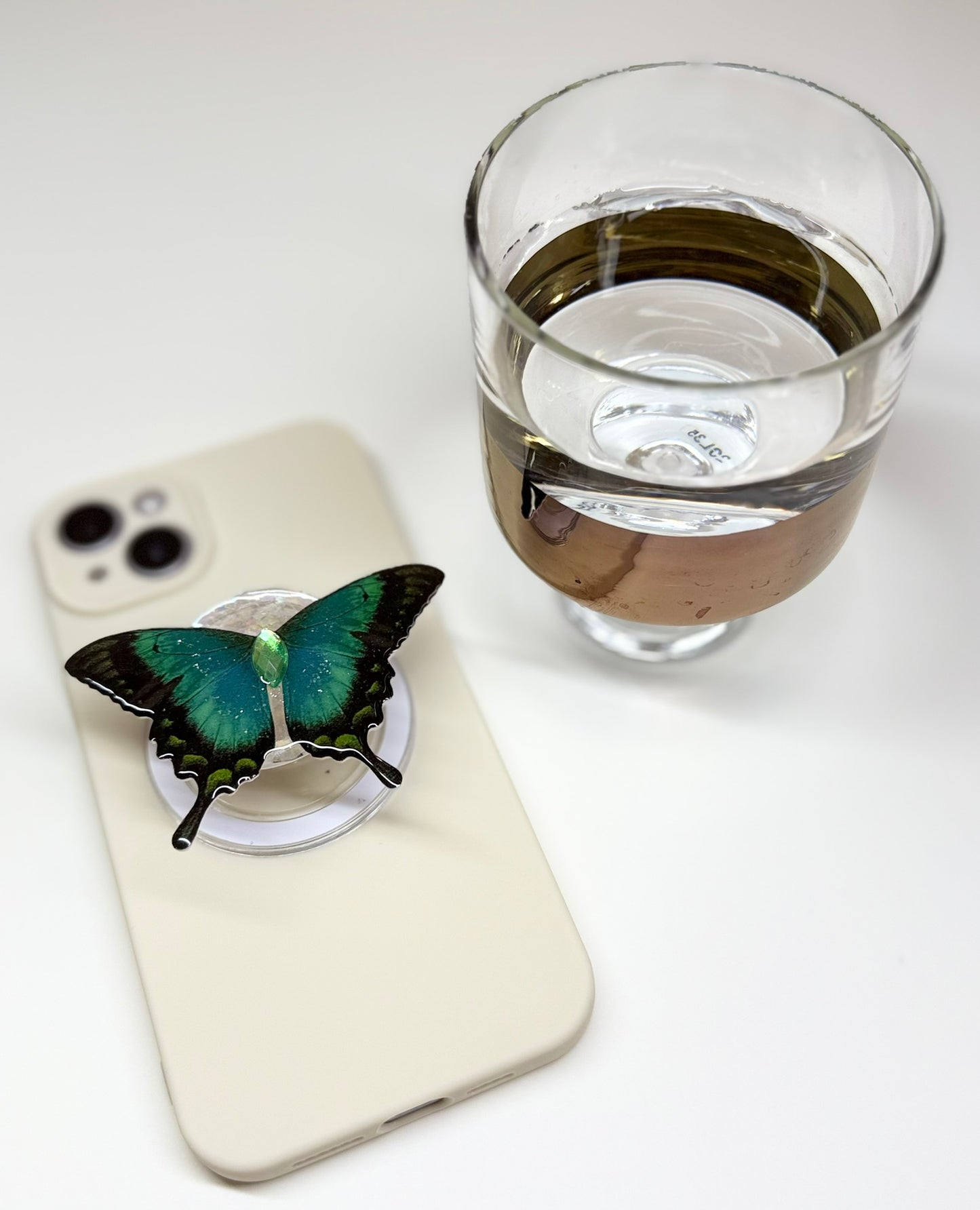 Emerald Forest – Handmade Butterfly Phone Grip (MagSafe Compatible)