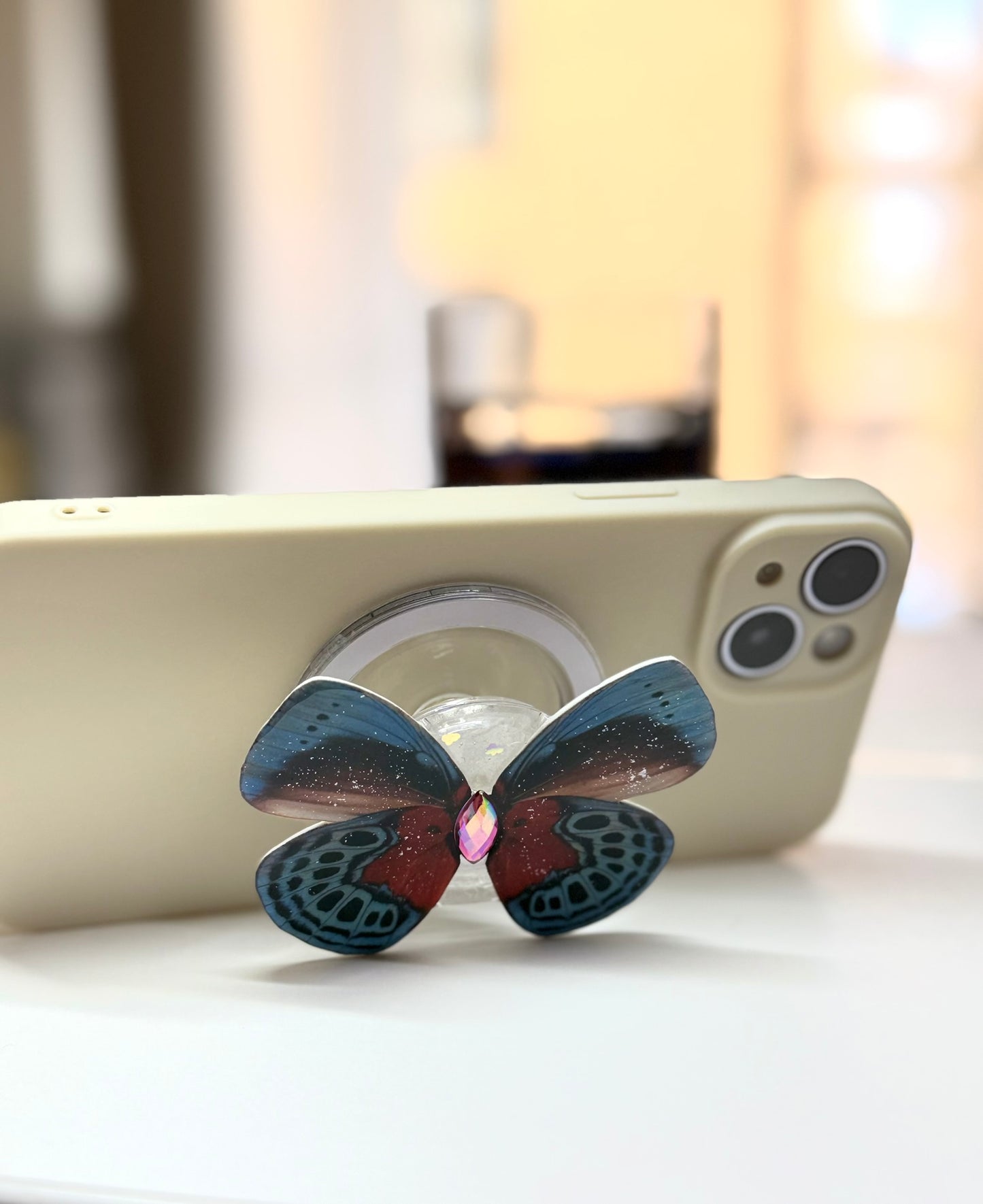 Blue Galaxy – Handmade Butterfly Phone Grip (MagSafe Compatible)