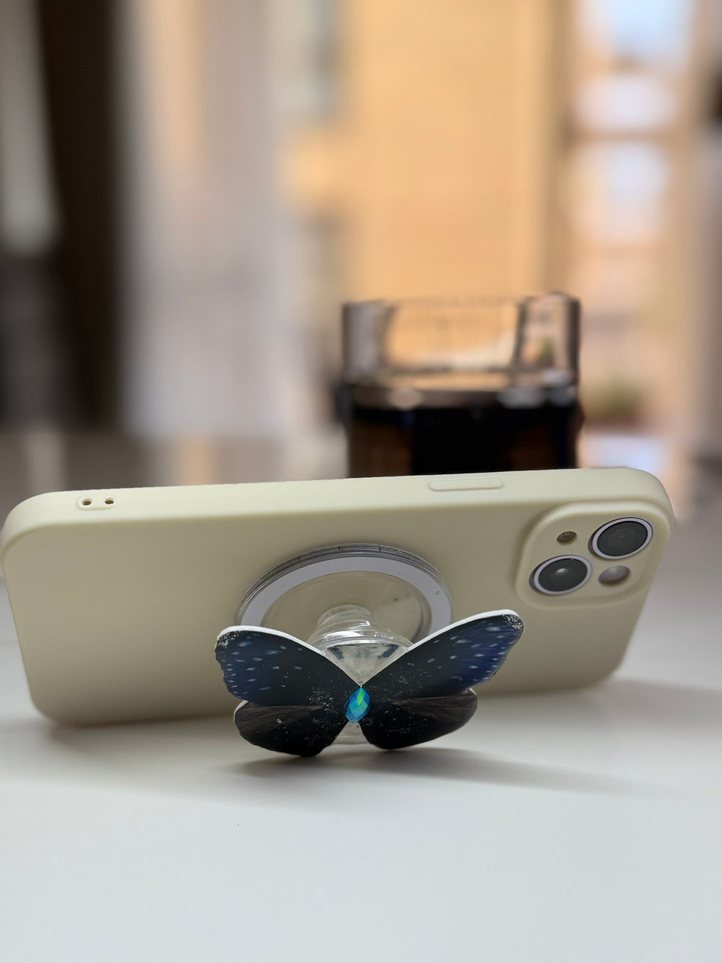 Starlight Galaxy – Handmade Butterfly Phone Grip (MagSafe Compatible)