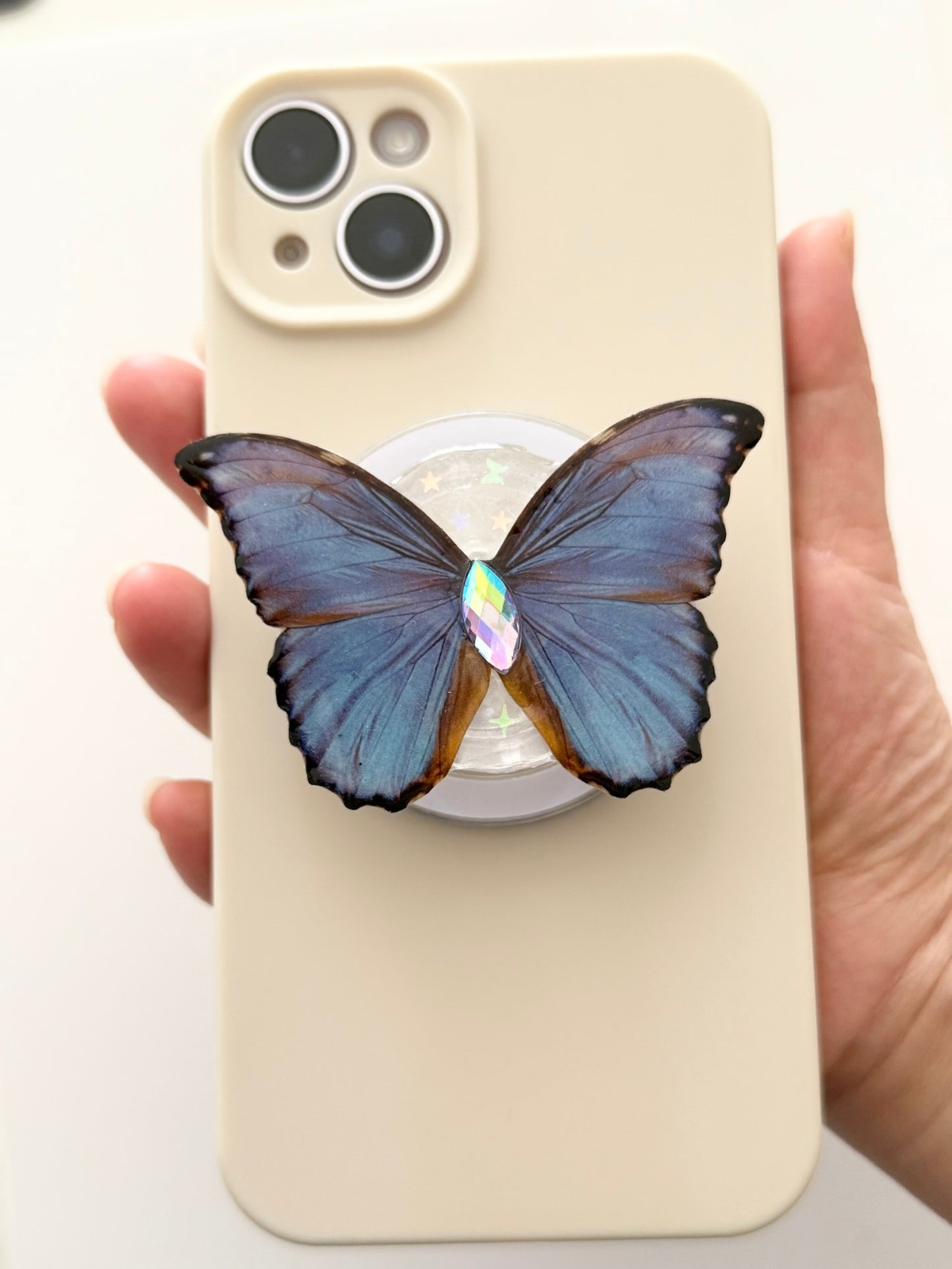 Iridescent Dusk – Handmade Butterfly Phone Grip (MagSafe Compatible)