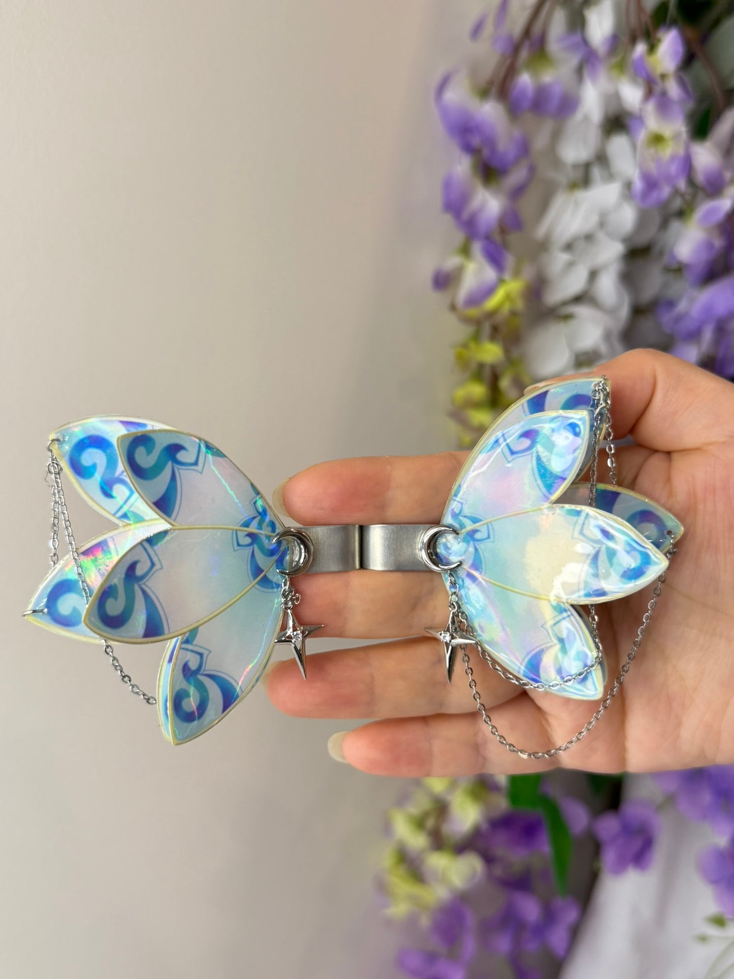 Butterfly Headset Clips 2pc Set-Iridescent Fantasy Wings (Headphones Not Included)