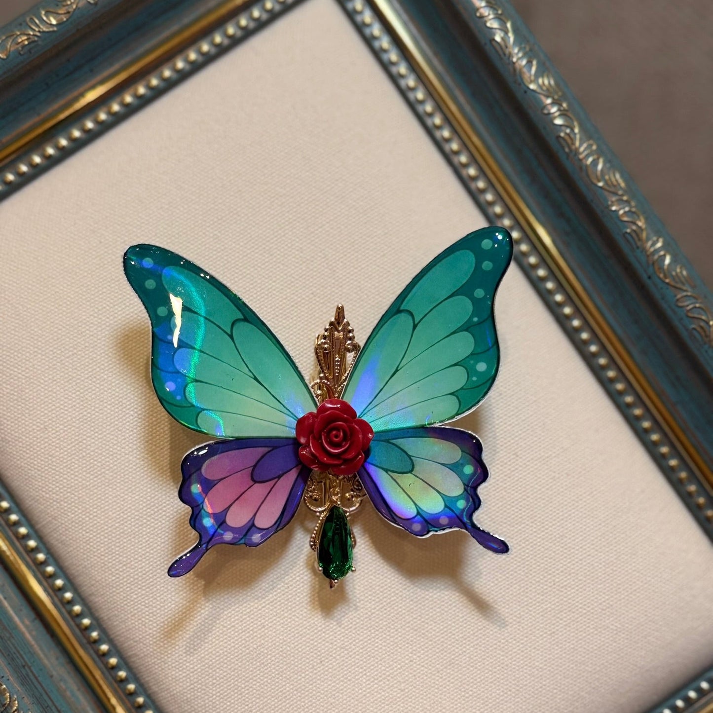 Emerald Fantasy Butterfly Hair Clip – Apothecary Inspired Handmade Anime Accessory