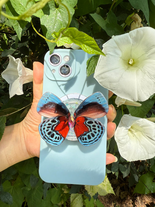Blue Galaxy – Handmade Butterfly Phone Grip (MagSafe Compatible)