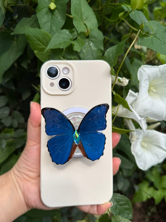 Midnight Blue – Handmade Butterfly Phone Grip (MagSafe Compatible)