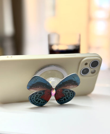 Blue Galaxy – Handmade Butterfly Phone Grip (MagSafe Compatible)