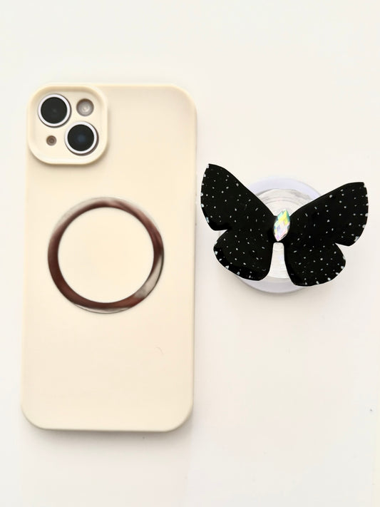 Black Aurora – Handmade Butterfly Phone Grip (MagSafe Compatible)
