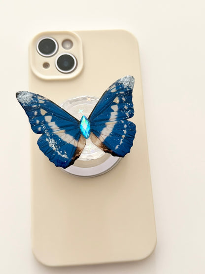 Celestial Blue – Handmade Butterfly Phone Grip (MagSafe Compatible)
