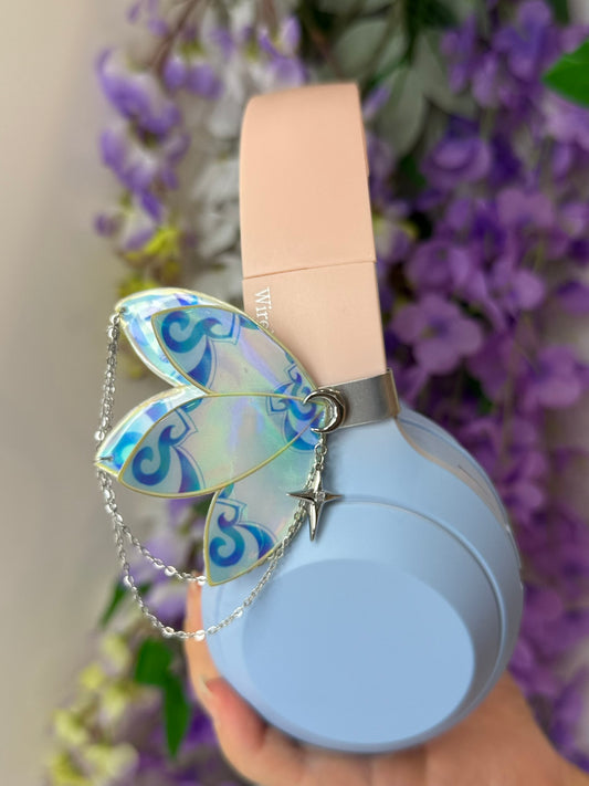 Butterfly Headset Clips 2pc Set-Iridescent Fantasy Wings (Headphones Not Included)